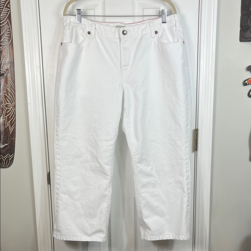 Tommy Hilfiger woman hipster Capri white denim jeans size 14. 100% cotton.